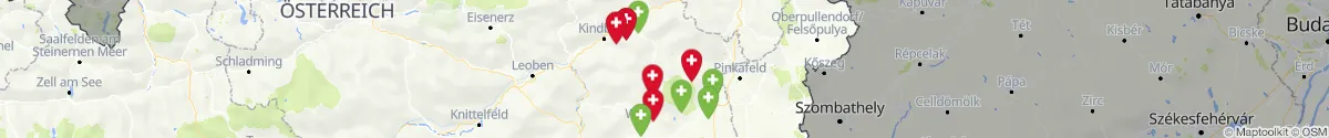 Kartenansicht für Apotheken-Notdienste in der Nähe von Strallegg (Weiz, Steiermark)